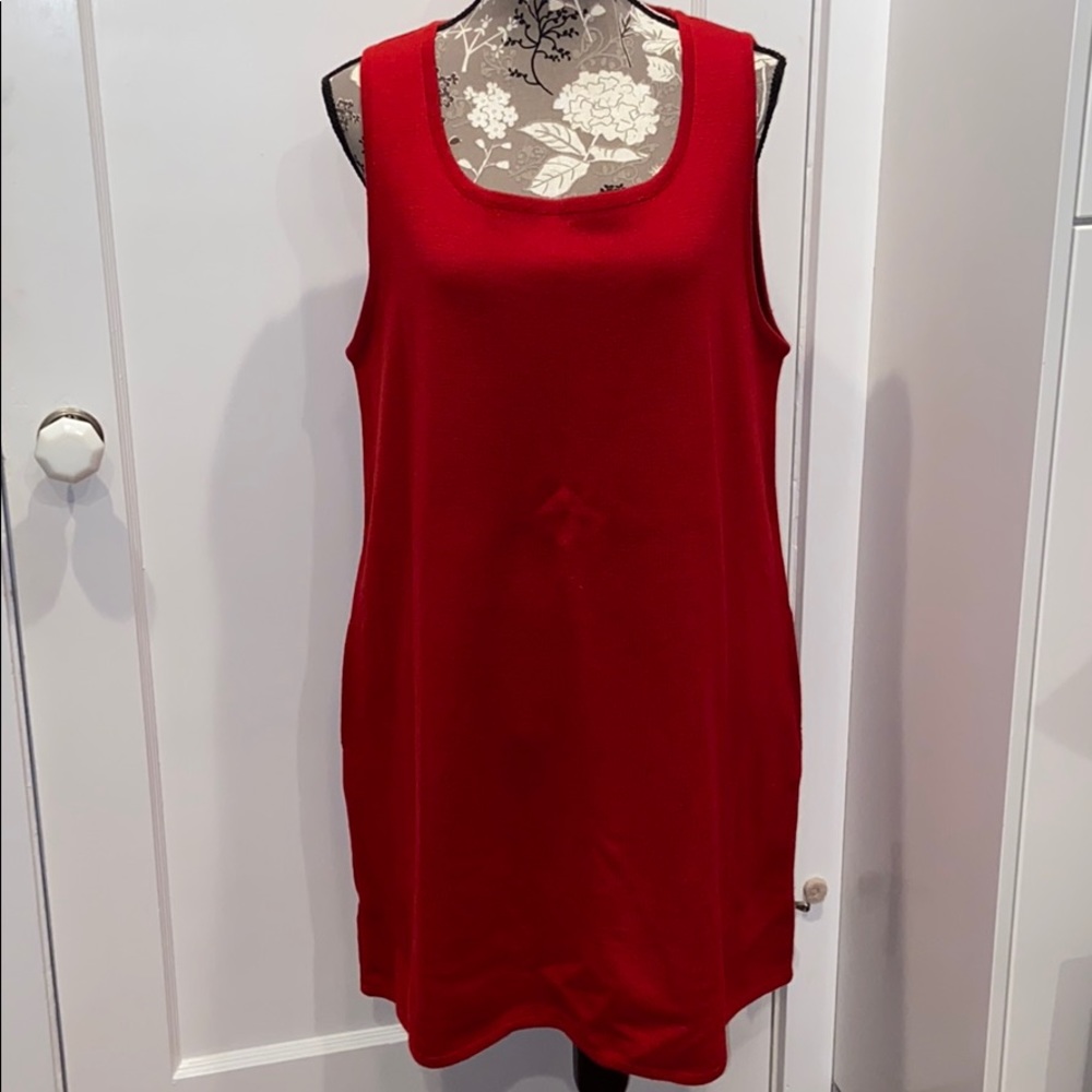 Lord & Taylor Wool Red Shift Dress